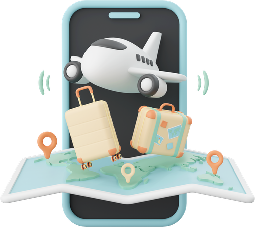 Flight Ticket And Hotel Booking  3D Icon