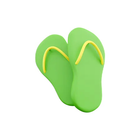 3 D Render Green Slippers 3 D Rendering Beach Slippers 3 D Render Green Slippers Illustration 3D Icon