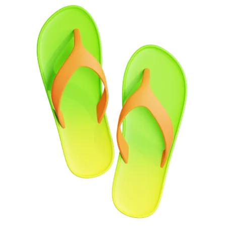 Casual Slipper Flip Flop Sandal Summer Vacation Tourist Fashion Wear Summer Holiday Concept 3 D Illustration 3D Icon
