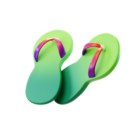 Flip Flops Green  3D Icon