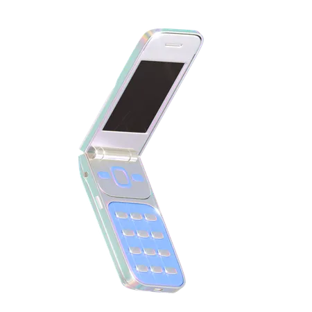 Flip Phone With Holographic Color Illustration In 3 D Design 3D Icon