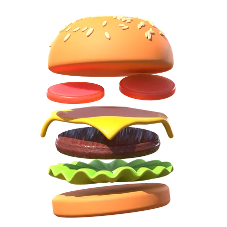 Floating Burger  3D Icon