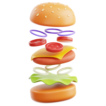 Floating Burger  3D Icon