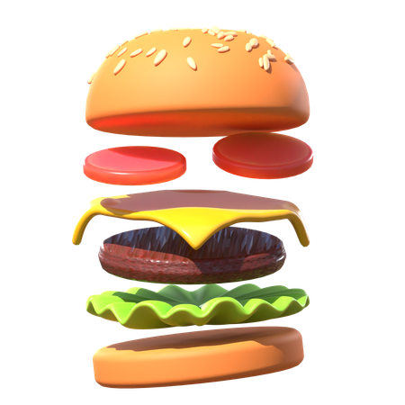 Floating Burger  3D Icon