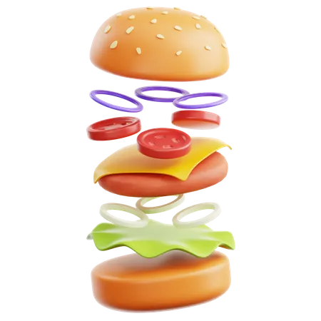 Floating Burger  3D Icon