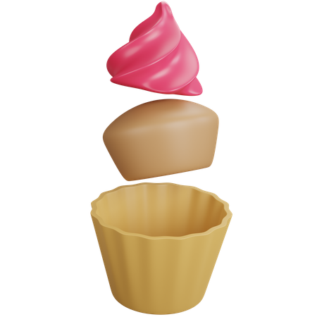 Floating strawberry cupcakes  3D Icon