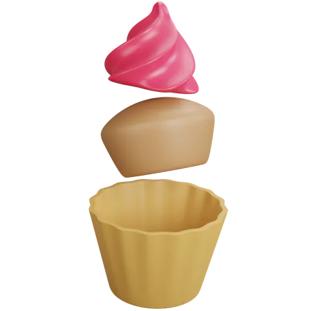 Floating strawberry cupcakes  3D Icon