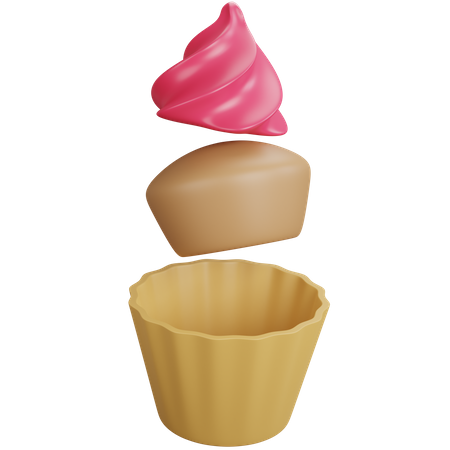 Floating strawberry cupcakes 3D Icon