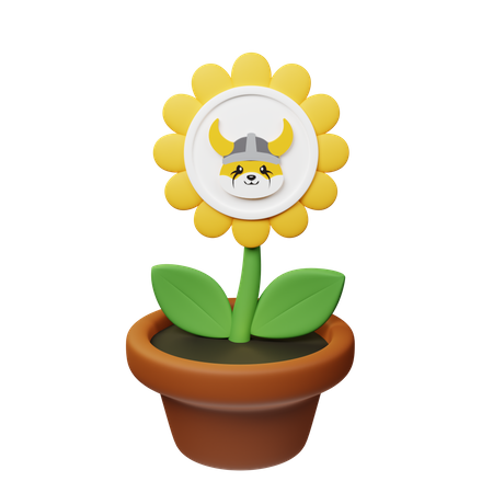 Floki Crypto Plant Pot  3D Icon