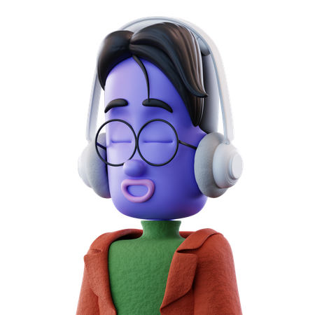 Floppy man Listening To Music  3D Illustration