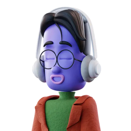 Floppy man Listening To Music  3D Illustration