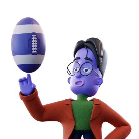 Schlappschwanz-Mann spielt American Football  3D Illustration