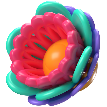 Núcleo de pétalos en capas de flores abstractas  3D Icon