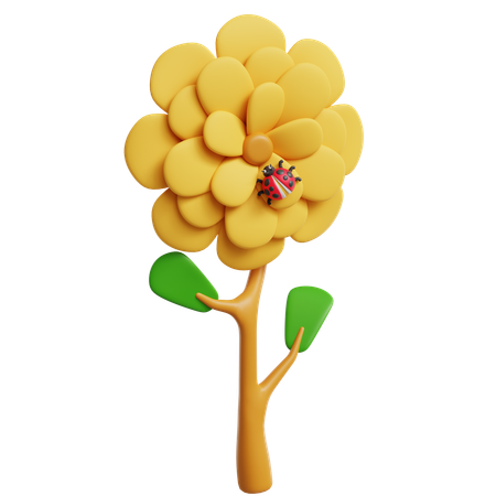 Flor com joaninha  3D Icon