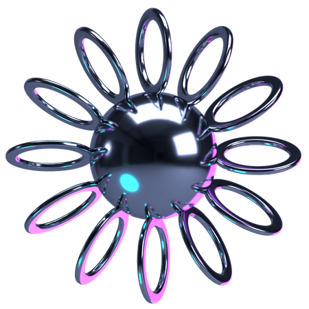 Flor cromada radiante  3D Icon