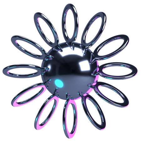 Flor cromada radiante  3D Icon