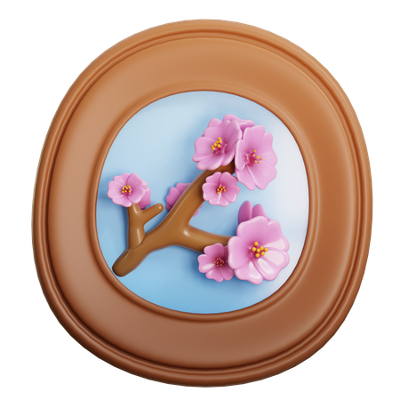 Moldura de madeira flor de cerejeira  3D Icon