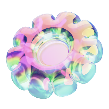 Flor de dez pétalas cromada  3D Icon