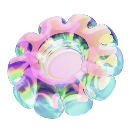 Flor de dez pétalas cromada  3D Icon