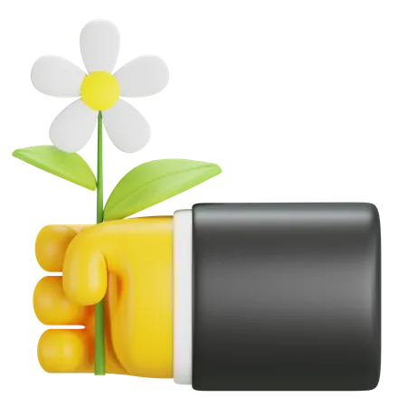 Mão segurando flor  3D Icon