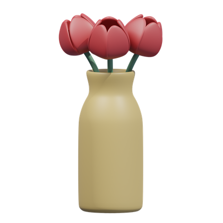 Flor de tulipán rojo en caso  3D Icon