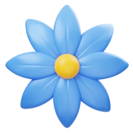 Flor Degradada Azul  3D Icon