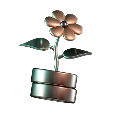 Flor em moeda  3D Icon