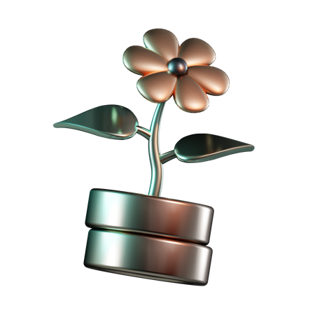 Flor em moeda  3D Icon