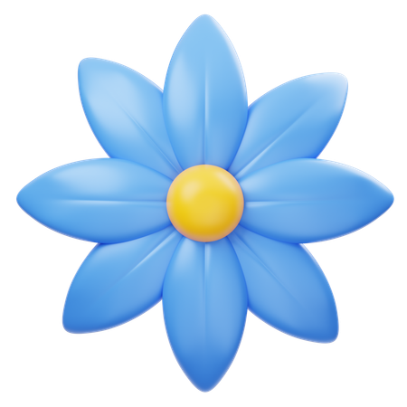 Flor gradiente azul  3D Icon