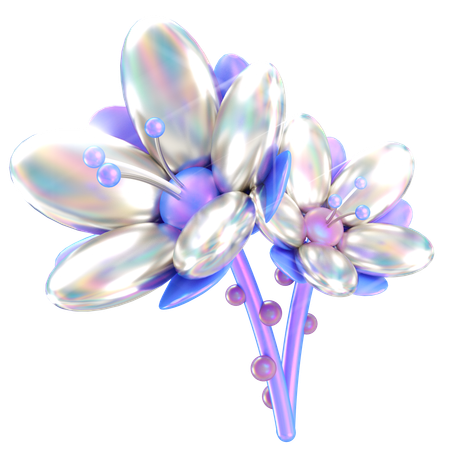Flor holográfica  3D Icon