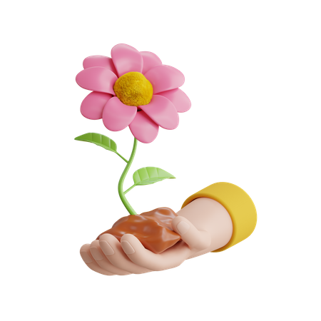 Flor na mão  3D Icon