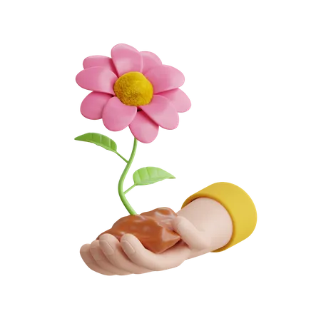Flor na mão  3D Icon