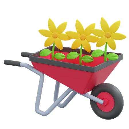 Flor no carrinho de mão  3D Icon