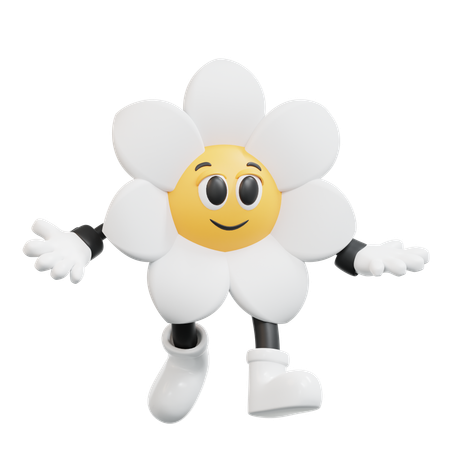 Personagem retrô flor em pé  3D Illustration