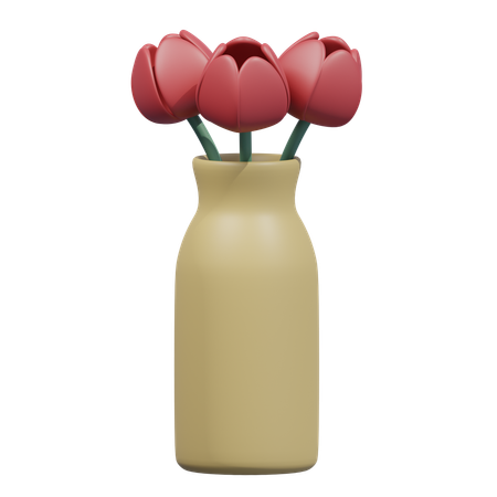 Flor de tulipa vermelha no caso  3D Icon