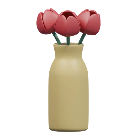 Flor de tulipa vermelha no caso  3D Icon