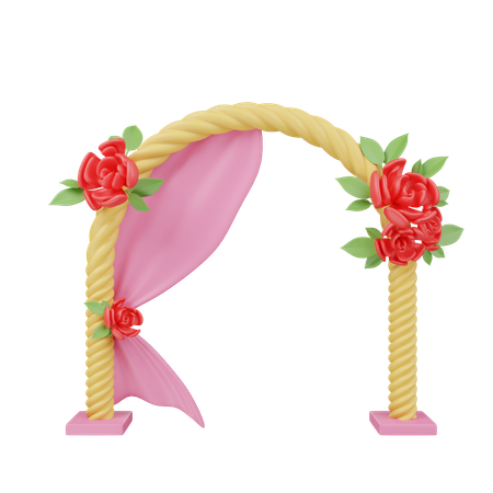 Floral Wedding Arch With Drapery  3D Icon