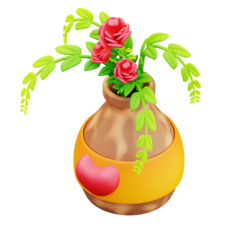 Jarrón de flores de amor  3D Icon