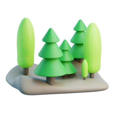 Floresta 3 D Com Fundo Isolado 3D Icon