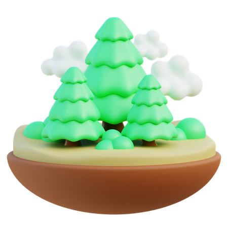 Floresta de pinheiros com neblina  3D Icon
