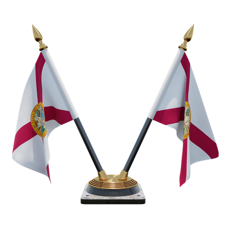 Florida Double Desk Flag Stand  3D Illustration