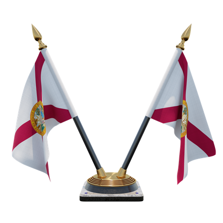 Florida Double (V) Desk Flag Stand  3D Icon