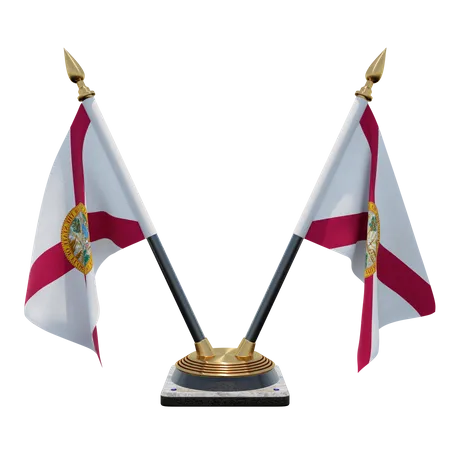 Florida Double (V) Desk Flag Stand  3D Icon