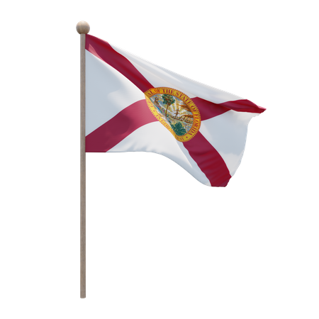 Florida Flag Pole  3D Illustration
