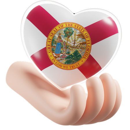 Handpflege mit Herz-Flagge von Florida  3D Icon