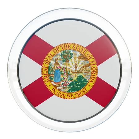 Florida Round Flag  3D Icon