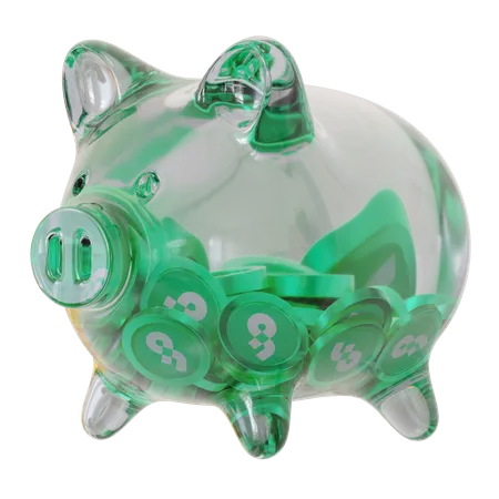 Flow (FLOW) Clear Glass Piggy Bank  3D Icon