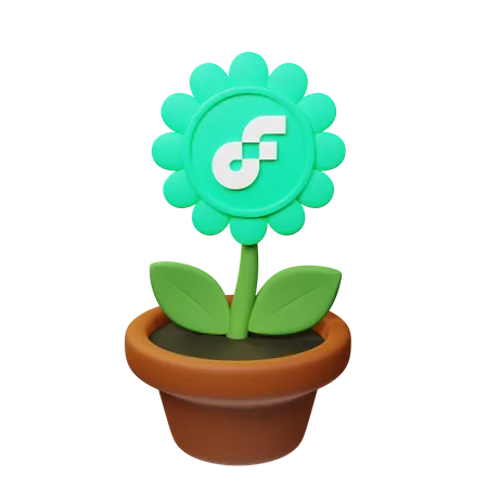 Flow Crypto Plant Pot  3D Icon