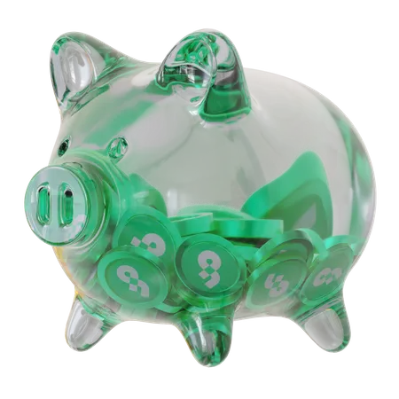 Flow (FLOW) Clear Glass Piggy Bank 3D Icon
