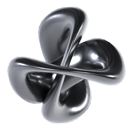 Flower Abstract Chrome Shape  3D Icon